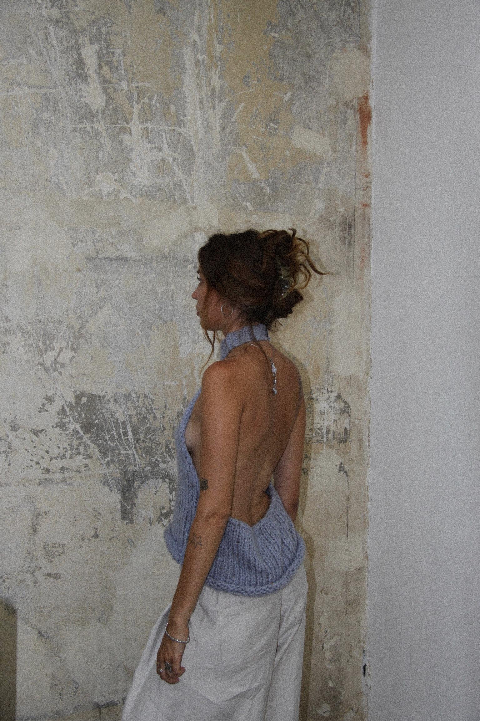 Open-back knit top